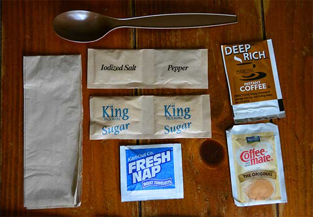 Everything you need plus a big long spoon to reach the bottom of the bag.