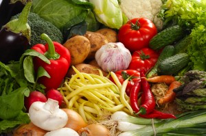 Fresh Vegetables ingredients of food colored photo
